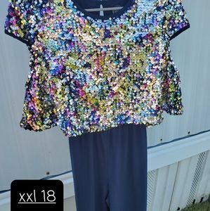 Size XXL Girls Sequin Jumpsuit